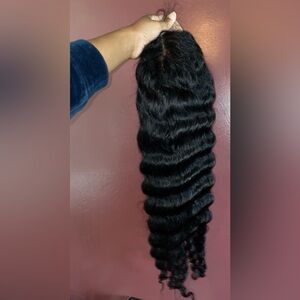 24” Deep Wave Closure Wig – 180% Density | 4x4 Lace | Natural Black 💧